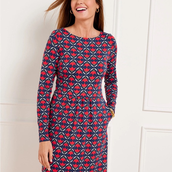 TALBOTS Effortless Jersey A-Line Dress - Ditsy Flip - Picture 12 of 12
